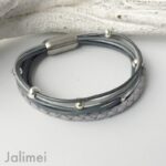 Ledercollier Perle grau – Bild 3