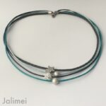 Collier Glitzer Stern petrol blau