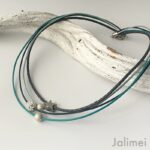 Collier Glitzer Stern petrol blau – Bild 3