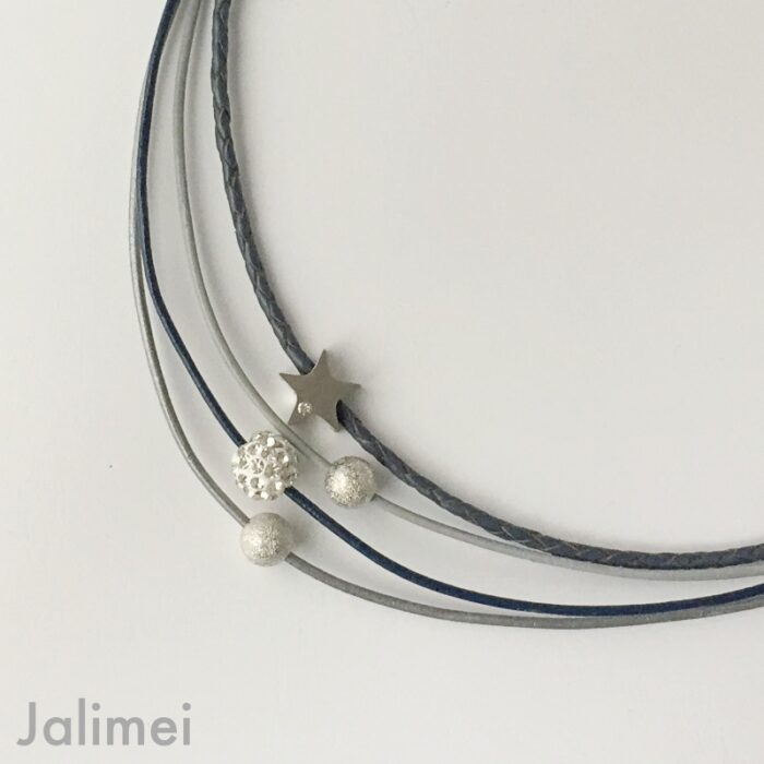 Collier Glitzer Stern dunkelblau – Bild 2