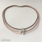 Collier Glitzer Stern rosa taupe
