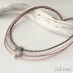 Collier Glitzer Stern rosa taupe – Bild 3
