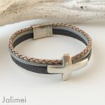 Armband Kreuz Konfirmation grau – Bild 2