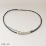 Ledercollier Perle grau