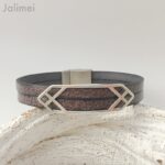 Lederarmband Geometrix taupe