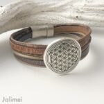 Lederarmband Blume des Lebens taupe – Bild 2