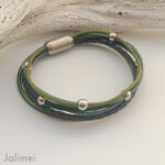 Lederarmband Nappa oliv-blau