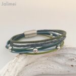 Lederarmband Nappa oliv-blau – Bild 2