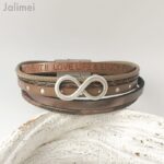 Lederarmband Infinity taupe
