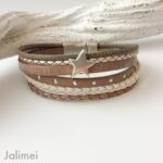 Lederarmband Stern taupe