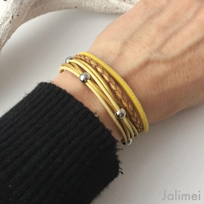 Lederarmband Nappa gelb