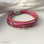 Lederarmband Nappa pink-rot – Bild 3