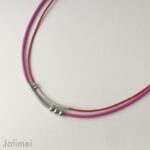 Ledercollier Perle pink-rot – Bild 2