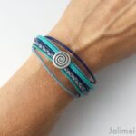 Lederarmband Spirale blau türkis