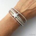 Lederarmband Stern taupe weiß