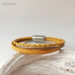 Lederarmband gelb