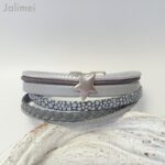 Lederarmband grau mit Stern