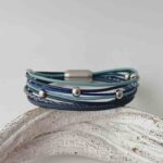 Lederarmband aus Nappa antikblau