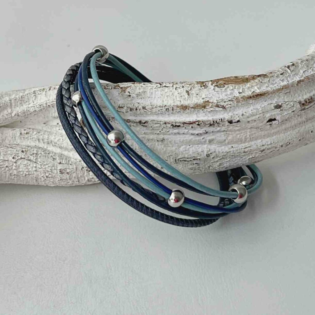 Lederarmband aus Nappa in antikblau