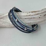 Lederarmband aus Nappa in antikblau