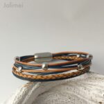 Lederarmband Nappa navy cognac – Bild 2