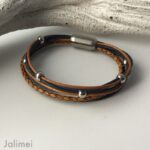 Lederarmband Nappa navy cognac – Bild 3