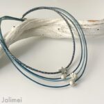 Collier Glitzer Stern antikblau – Bild 3