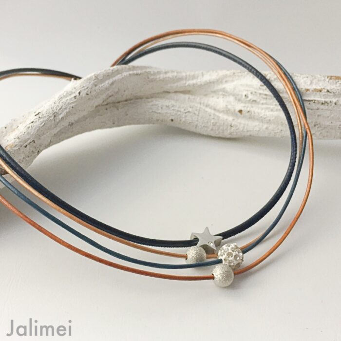 Collier Glitzer Stern navy cognac – Bild 3
