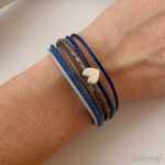 Lederarmband kleines Herz blau grau