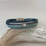 Lederarmband kleines Herz blau mint