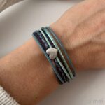 Lederarmband kleines Herz blau mint – Bild 2
