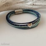 Lederarmband kleines Herz blau mint – Bild 3