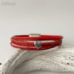 Lederarmband kleines Herz rot