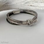 Lederarmband Knoten in grau