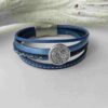 Lederarmband mit kleine Phaistos Scheibe in blau