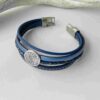 Lederarmband mit einer kleine Phaistos Scheibe blau