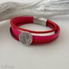 Lederarmband kleine Phaistos Scheibe in rot-pink