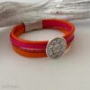 Lederarmband Mandala in orange pink