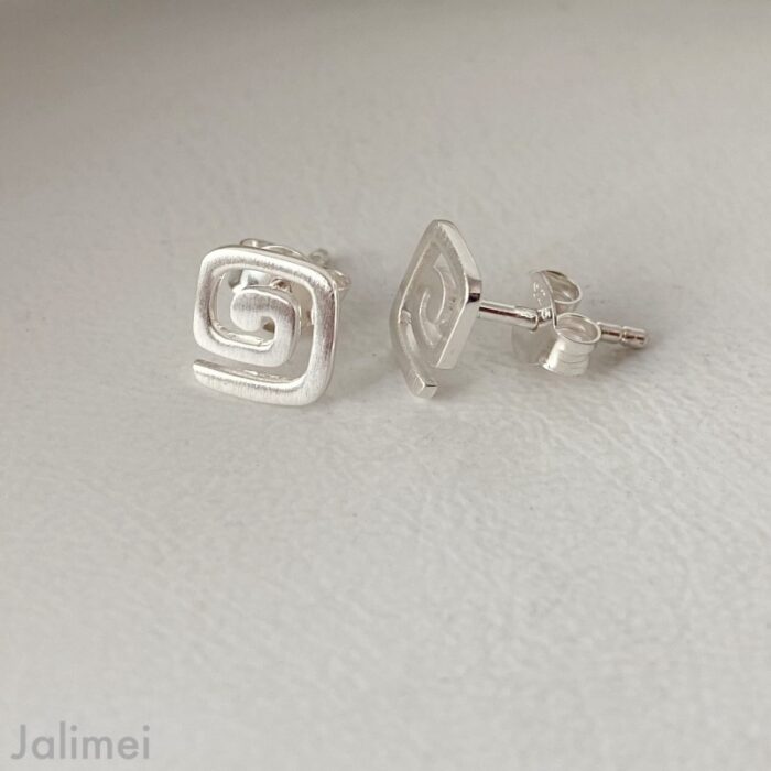 Ohrstecker eckige Spirale – Bild 3