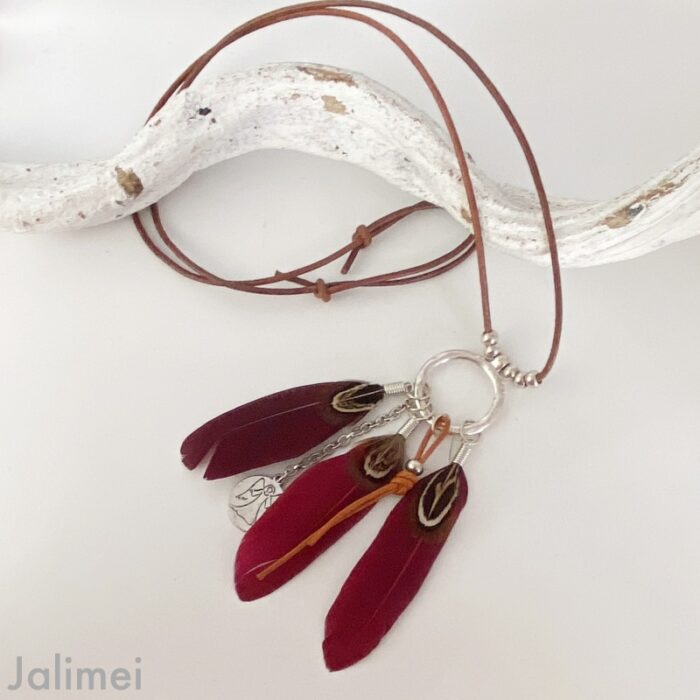 Einzelstück: lange Kette Federn rot – Bild 2