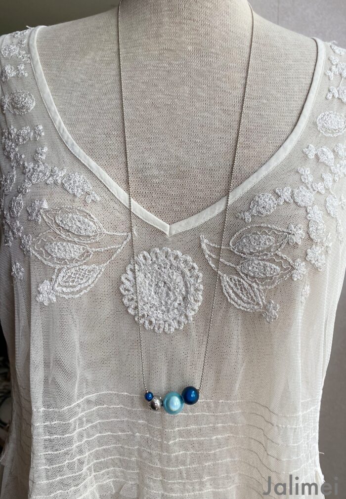 Einzelstück: lange Kette Miracle Bead blau – Bild 3