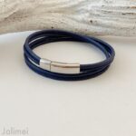 schlichtes Wickelarmband aus Nappaleder navyblau