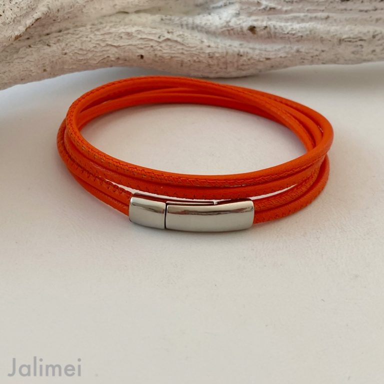 Schlichtes Wickelarmband aus Nappaleder in orange