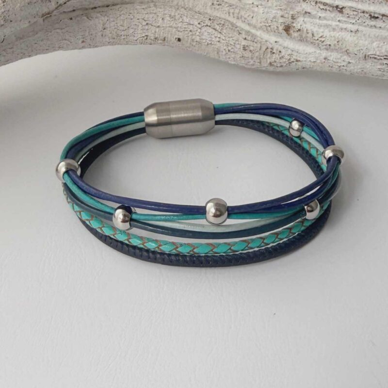 Lederarmband aus Nappa in türkis blau