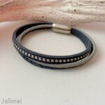 Lederarmband Chainball navy blau – Bild 2