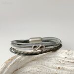 Lederarmband mit Infinity grau