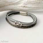 Lederarmband Infinity grau