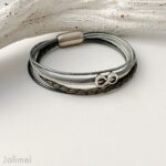 Lederarmband Infinity in grau