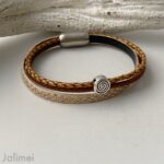Lederarmband Glitzer mit kleiner Spirale braun