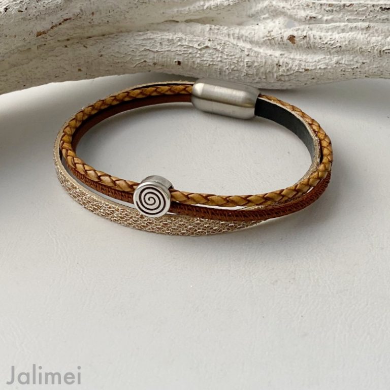 Lederarmband Glitzer mit Spirale in braun